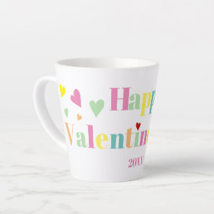 Kleurrijke typografie Happy Valentines Day Latte Mok