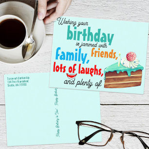 Kleurrijke typografie Laag Cake Beste Wensen Briefkaart