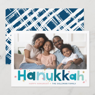 KLEURRIJKE TYPOGRAFIE modern landschap foto blauw Feestdagenkaart