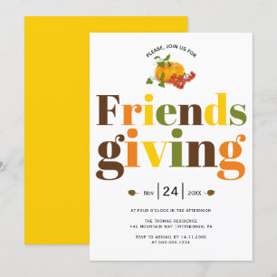 Kleurrijke typografie pompoen Friendsgiving Kaart