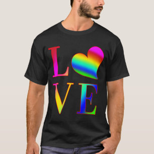 KLEURRIJKE TYPOGRAFIE REGENBOOG HART LIEFDE  T-SHIRT