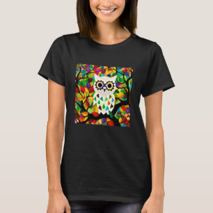  Kleurrijke Uil Art T-shirt