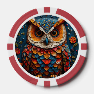 Kleurrijke Uil Casino Stijl Artistiek Cadeau voor Poker Chips
