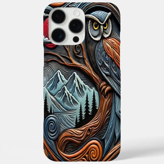 Kleurrijke Uil Design met bergen en zonsondergang Case-Mate iPhone Case (Achterkant)