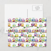 Kleurrijke uil op een tak briefkaart (Voorkant / Achterkant)