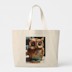 Kleurrijke Uil & Vis Boodschappentas Grote Tote Bag