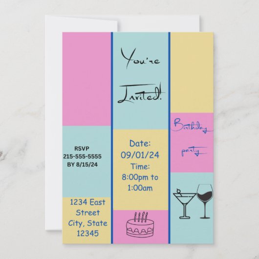 Kleurrijke uitnodiging (Voorkant)