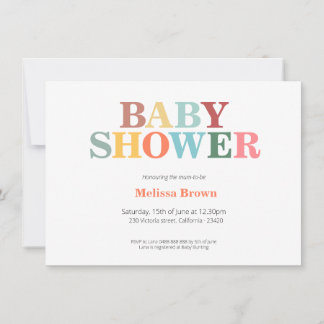Kleurrijke uitnodiging voor babyshower