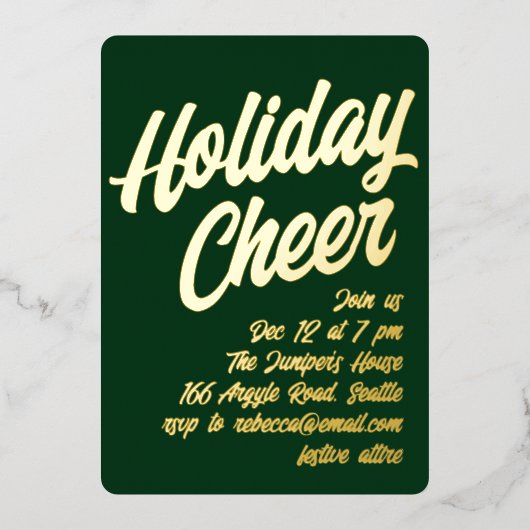 Kleurrijke uitnodiging voor kerstfeest met gouden  (Voorkant)