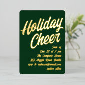 Kleurrijke uitnodiging voor kerstfeest met gouden  (Staand Voorkant)