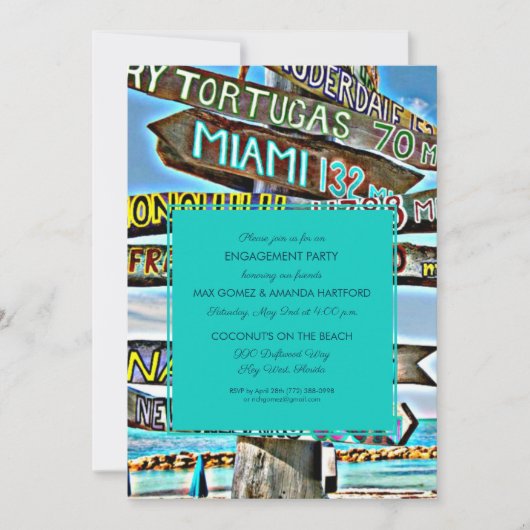 Kleurrijke uitnodiging voor Key West Engagement Pa (Voorkant)
