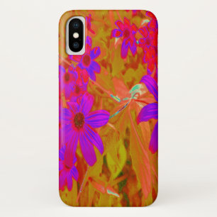 Kleurrijke ultraviolet, magenta en rode wilde bloe iPhone x hoesje