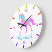 Kleurrijke Unicorn Grote Klok (Hoek)