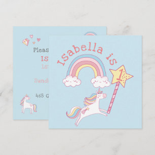 kleurrijke Unicorn Magic Wand Birthday Bedankkaart