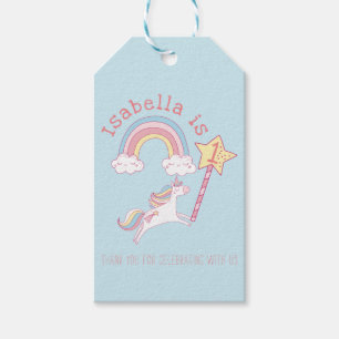  kleurrijke Unicorn Magic Wand Birthday Cadeaulabel