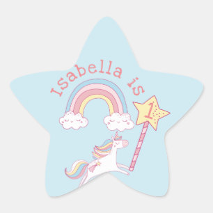  kleurrijke Unicorn Magic Wand Birthday Ster Sticker