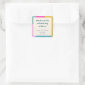 Kleurrijke unieke aangepaste bruidsdouche bedankt vierkante sticker (Tas)