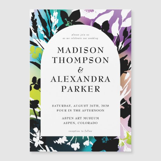 Kleurrijke & Unieke Bloemen Bruiloft Uitnodiging M (Voorkant)