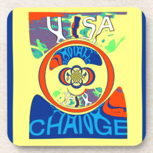 Kleurrijke USA Change: een feestelijke design art  Onderzetter
