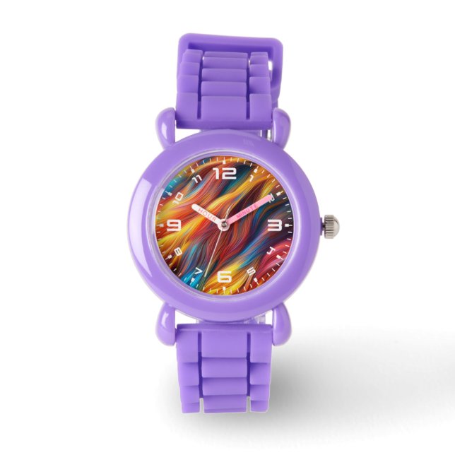 Kleurrijke vachttextuur achtergrond-68454 horloge (Voorkant)