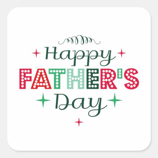 kleurrijke vaderdag vierkante sticker (Voorkant)