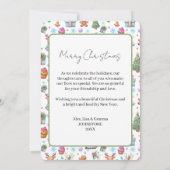 Kleurrijke vakantiefotokaart met feestelijk patroo feestdagenkaart (Achterkant)