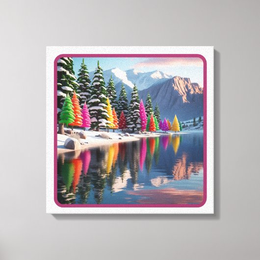 Kleurrijke vakantiereflecties bij het meer canvas afdruk (Voorkant)