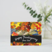 Kleurrijke val laat aanpasbare Thanksgiving achter Feestdagenkaart (Staand voorkant)