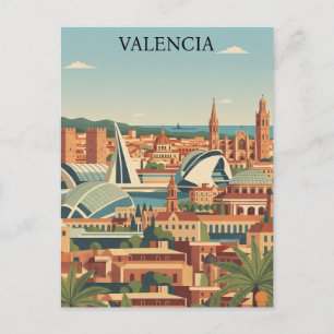 Kleurrijke Valencia Spanje Vintage Reis Briefkaart
