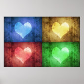 Kleurrijke Valentijnsdag Rustic Hearts Poster (Voorkant)