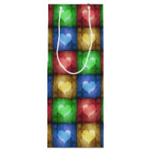 Kleurrijke Valentijnsdag Rustic Hearts Wijn Cadeautas (Achterkant)