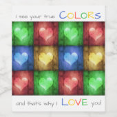 Kleurrijke Valentijnsdag Rustic Hearts Wijn Etiket (Enkel label)