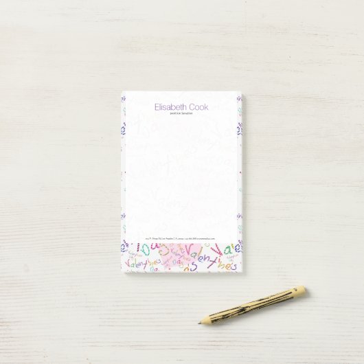 Kleurrijke Valentijnse Horen en Tekstpatroon Post-it® Notes (Op bureau)