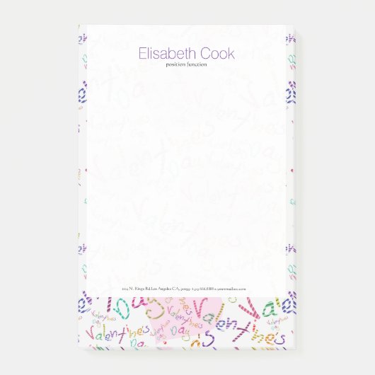 Kleurrijke Valentijnse Horen en Tekstpatroon Post-it® Notes (Voorkant)