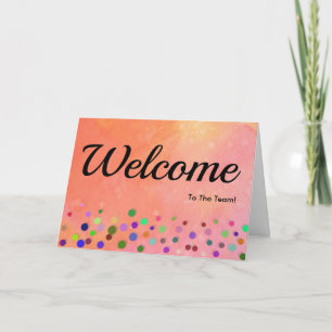 Kleurrijke vallende glitters polka stippen welkom kaart