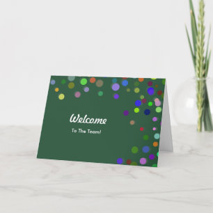 Kleurrijke vallende glitters polka stippen welkom kaart