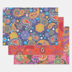 Kleurrijke variëteit van Boho Paisley  Retro Inpakpapier Vel