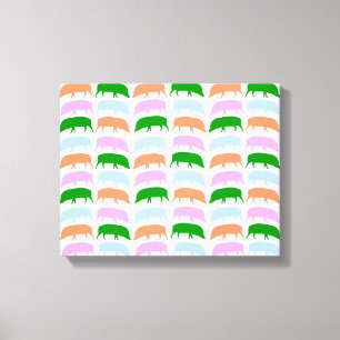 Kleurrijke Varkens Roze Blauw Groen Oranje Canvas Afdruk