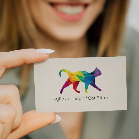 Kleurrijke veelhoekige kat illustratie kat service visitekaartje