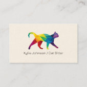 Kleurrijke veelhoekige kat illustratie kat service visitekaartje (Voorkant)