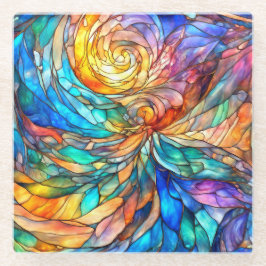 Kleurrijke veelkleurige Abstracte 75 twist Glazen Onderzetter