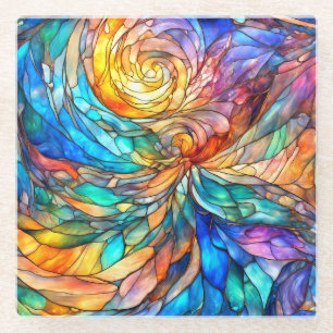 Kleurrijke veelkleurige Abstracte 75 twist Glazen Onderzetter