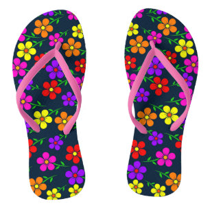 Kleurrijke veelkleurige bloemen patroon-34654 teenslippers