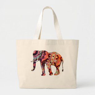 Kleurrijke veelkleurige olifant grote tote bag