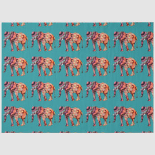 Kleurrijke veelkleurige olifant op Blauwgroen acht Tissuepapier