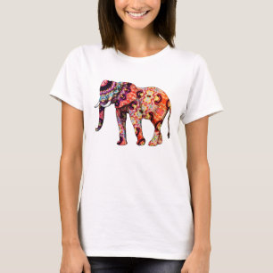 Kleurrijke veelkleurige olifant t-shirt