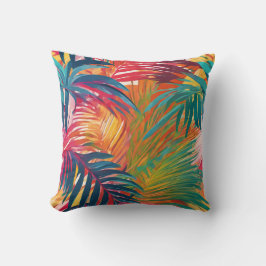 Kleurrijke veelkleurige tropische bladeren Palm fr Kussen