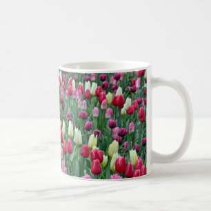 Kleurrijke veertulpen koffiemok