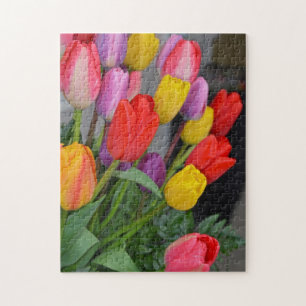 Kleurrijke veertulpen legpuzzel