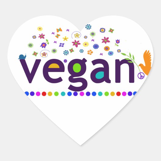 Kleurrijke Vegan Hart Sticker (Voorkant)